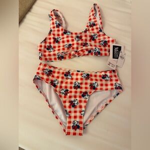 Disney Kids Swim Bikini with Red and White Checkered Pattern